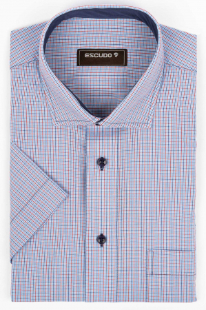CAMASI - Camasa regular fit bleu cu carouri rosii si bleumarin 2XL