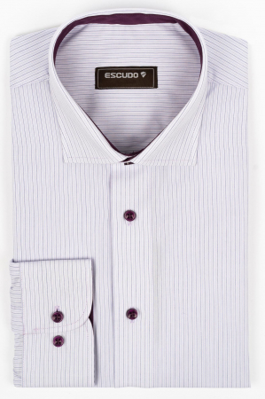 DUNGI SI CAROURI - Camasa regular fit  lila cu dungi bleu si bleumarin