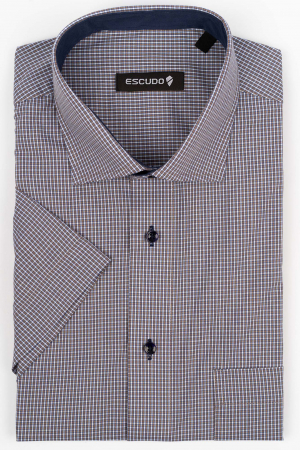 DUNGI SI CAROURI - Camasa regular fit maro cu carouri albe si bleu