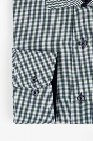 Camasa regular fit verde cu carouri albe si bleumarin 2XL [1]