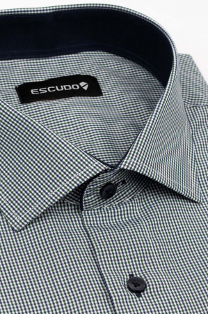 Camasa regular fit verde cu carouri albe si bleumarin 2XL [2]