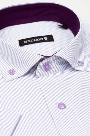 Camasa regular maneca scurta cu dungi mov [1]