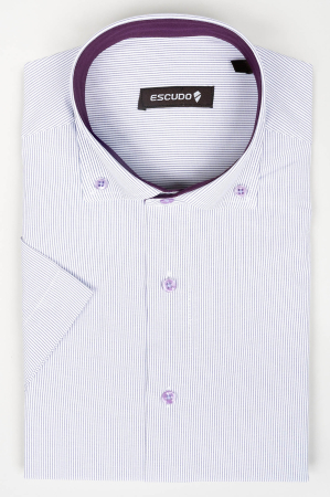 Camasa regular maneca scurta cu dungi mov-48 - 3XL [0]