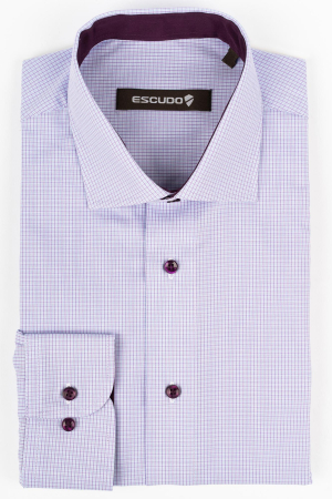 CAMASI - Camasa regular mov carouri albe si bleu 2XL