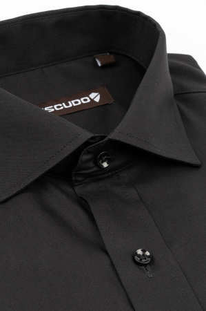 Camasa regular neagra cu maneca scurta [2]