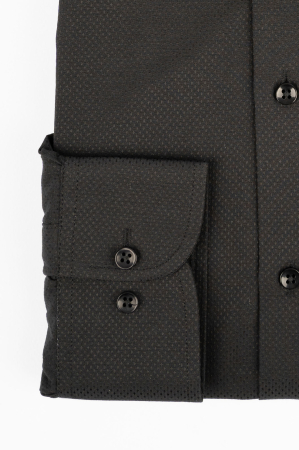 Camasa regular neagra cu model in tesatura [2]
