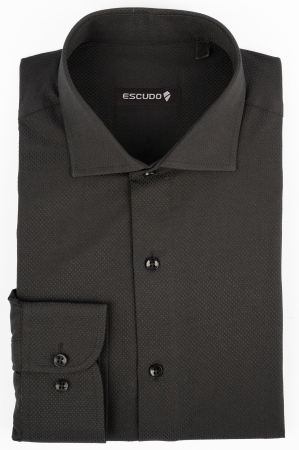 CAMASI - Camasa regular neagra cu model in tesatura