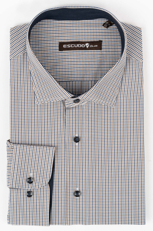 DUNGI SI CAROURI - Camasa slim cu carouri maro si bleumarin 2XL