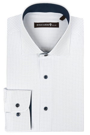 Camasa slim alba cu buline albastre [0]