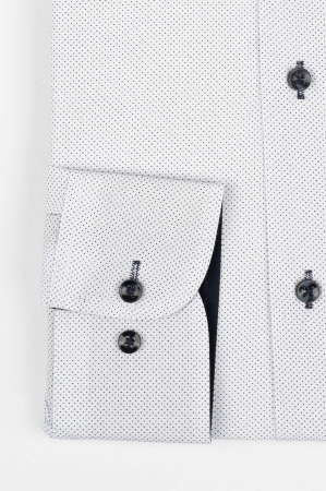 IMPRIMEURI - Camasa slim alba cu buline bleumarin