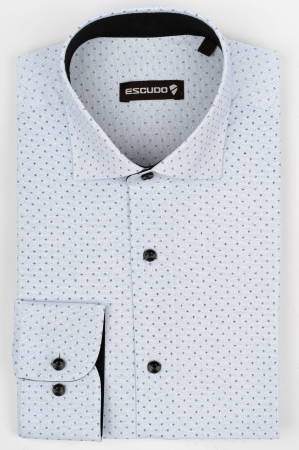 Camasa slim alba cu imprimeu floral bleumarin [0]