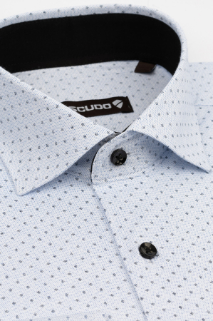 Camasa slim alba cu imprimeu floral bleumarin [1]