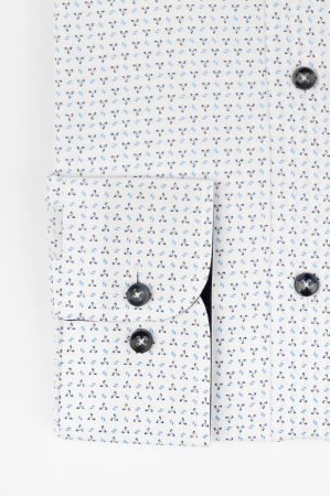 IMPRIMEURI - Camasa slim alba cu imprimeuri bleumarin si bleu 2XL