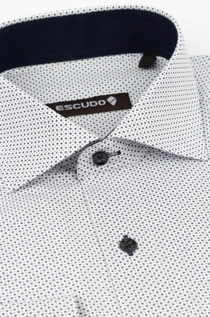 IMPRIMEURI - Camasa slim alba cu imprimeuri mici bleumarin 2XL