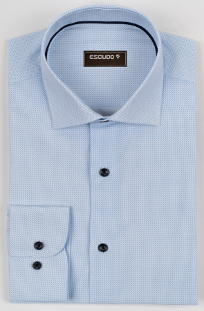 CAMASI CU IMPRIMEURI - Camasa barbati slim fit alba cu picouri bleu
