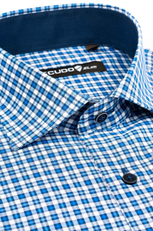 Camasa slim casual cu carouri albastre [1]