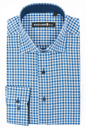 Camasa slim casual cu carouri albastre [0]