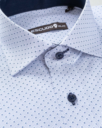 Camasa slim cu imprimeuri gri si bleumarin [1]