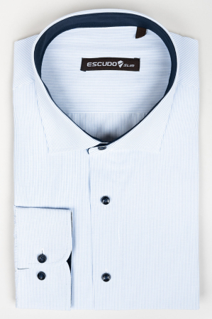 CamasA slim fit 2XL alba cu dungi albastre [0]