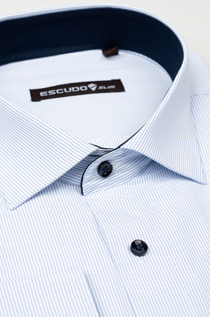 CamasA slim fit 2XL alba cu dungi albastre [2]