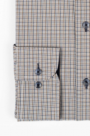 Camasa slim fit alba cu carouri bleumarin si maro [2]