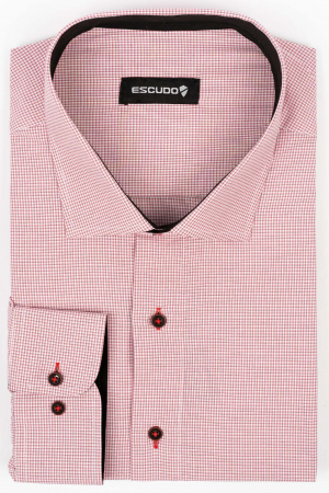 CAMASI - Camasa slim fit alba cu carouri roz 2XL