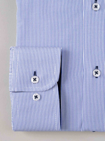 Camasa slim fit alba cu dungi albastre [2]