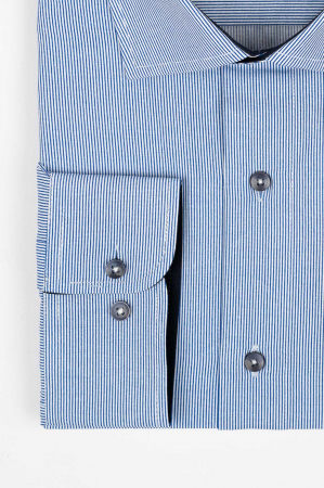 Camasa barbati slim fit alba cu dungi albastre 2XL [2]