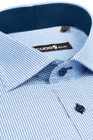 Camasa slim fit alba cu imprimeuri bleumarin [1]