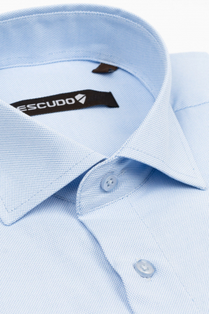 Camasa slim fit bleu cu imprimeu alb [2]