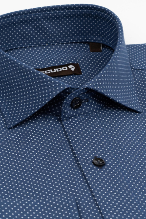 Camasa slim fit  bleumarin cu buline mici albe [2]