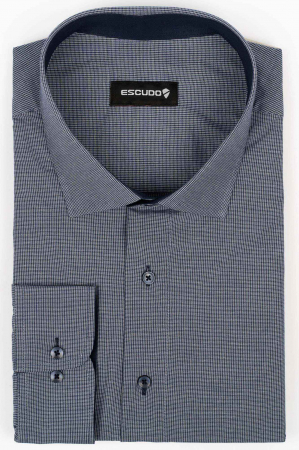 CAMASI - Camasa slim fit bleumarin cu carouri albe 2XL