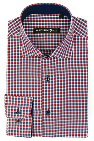 Camasa slim fit cu carouri rosii [0]