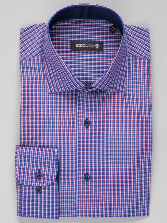 Camasa slim fit cu carouri rosii si albastre [2]