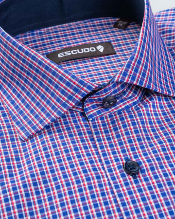 Camasa slim fit cu carouri rosii si albastre [3]