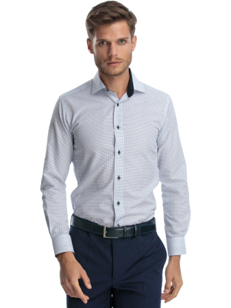 Camasa slim fit cu elemente mov [0]