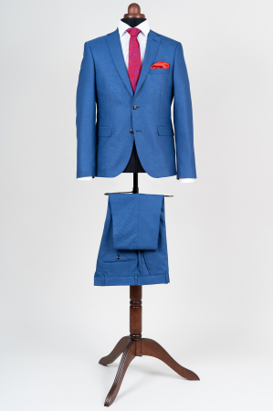 Costum albastru pepit slim fit [0]
