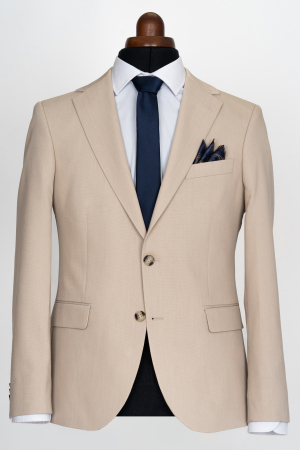 COSTUME SLIM FIT CLASICE - Costum barbati slim fit bej-pepit