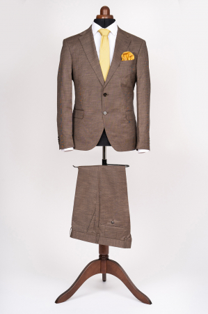COSTUME SLIM FIT TALIA 2 - Costum barbati slim fit bej-pepit - Talia 2