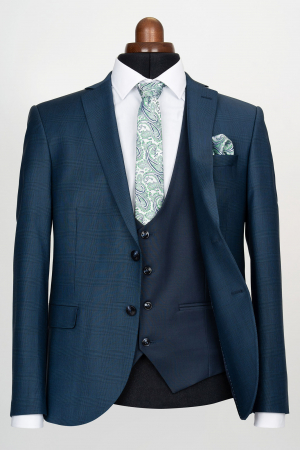 Costum cu vesta slim fit bleumarin-caro [3]