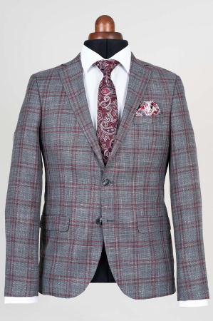 Costum gri deschis cu carouri roz [2]