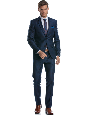 Costum lana albastru cu caro visiniu [1]