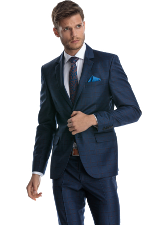 Costum lana albastru cu caro visiniu [0]