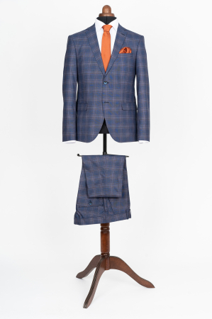 Costum slim albastru-caro [0]