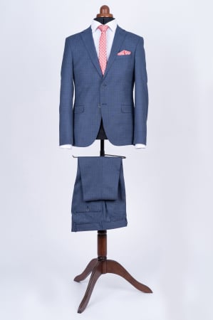 Costum slim bleu-maro pepit [0]