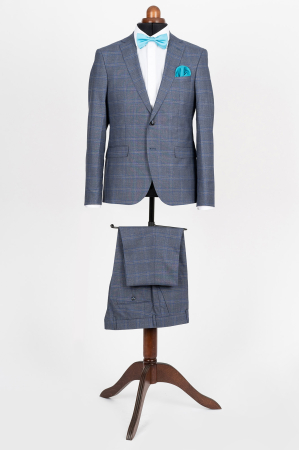 Costum slim gri carouri [0]