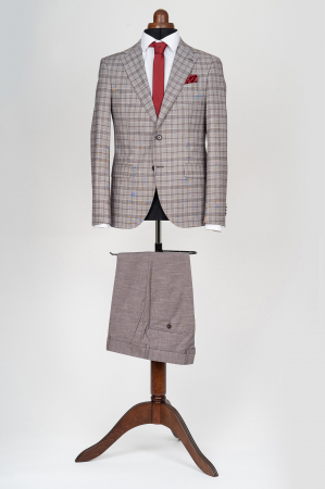 Costum barbati slim fit visiniu-caro