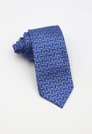 CRAVATE - Cravată albastră cu model geometric chevron