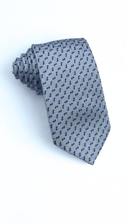ACCESORII - Cravata bleu cu imprimeu geometric albastru si maro