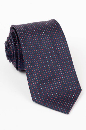 Cravata bleumarin cu motive geometrice rosii [0]